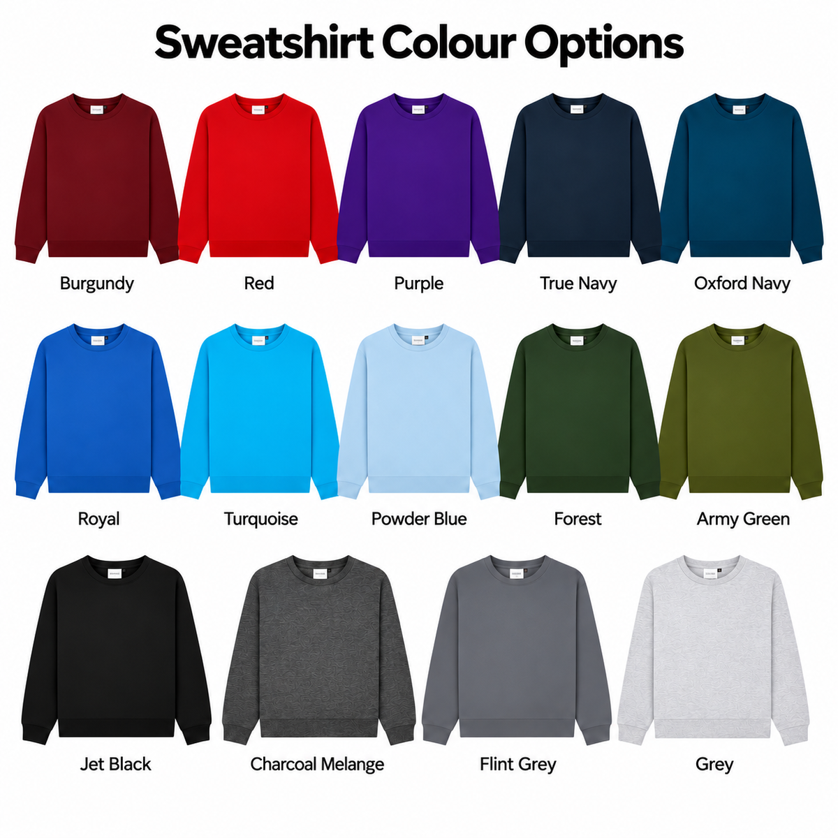 CR03 Sweatshirt colour options