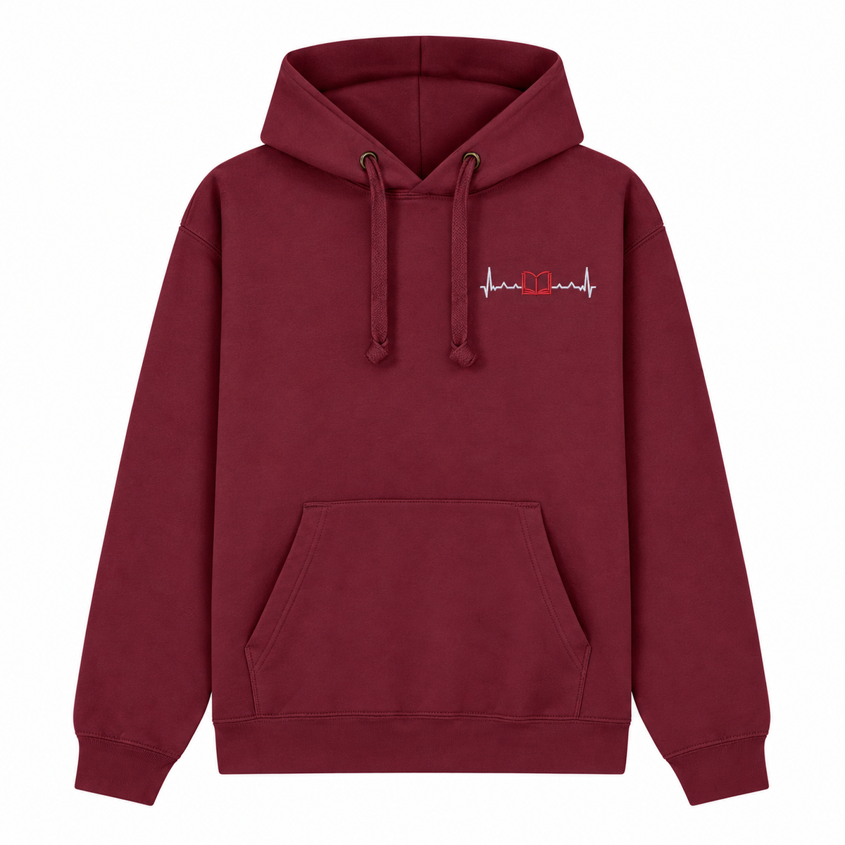 Book Heartbeat Embroidered Hoodie – Left Chest