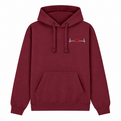 Book Heartbeat Embroidered Hoodie – Left Chest