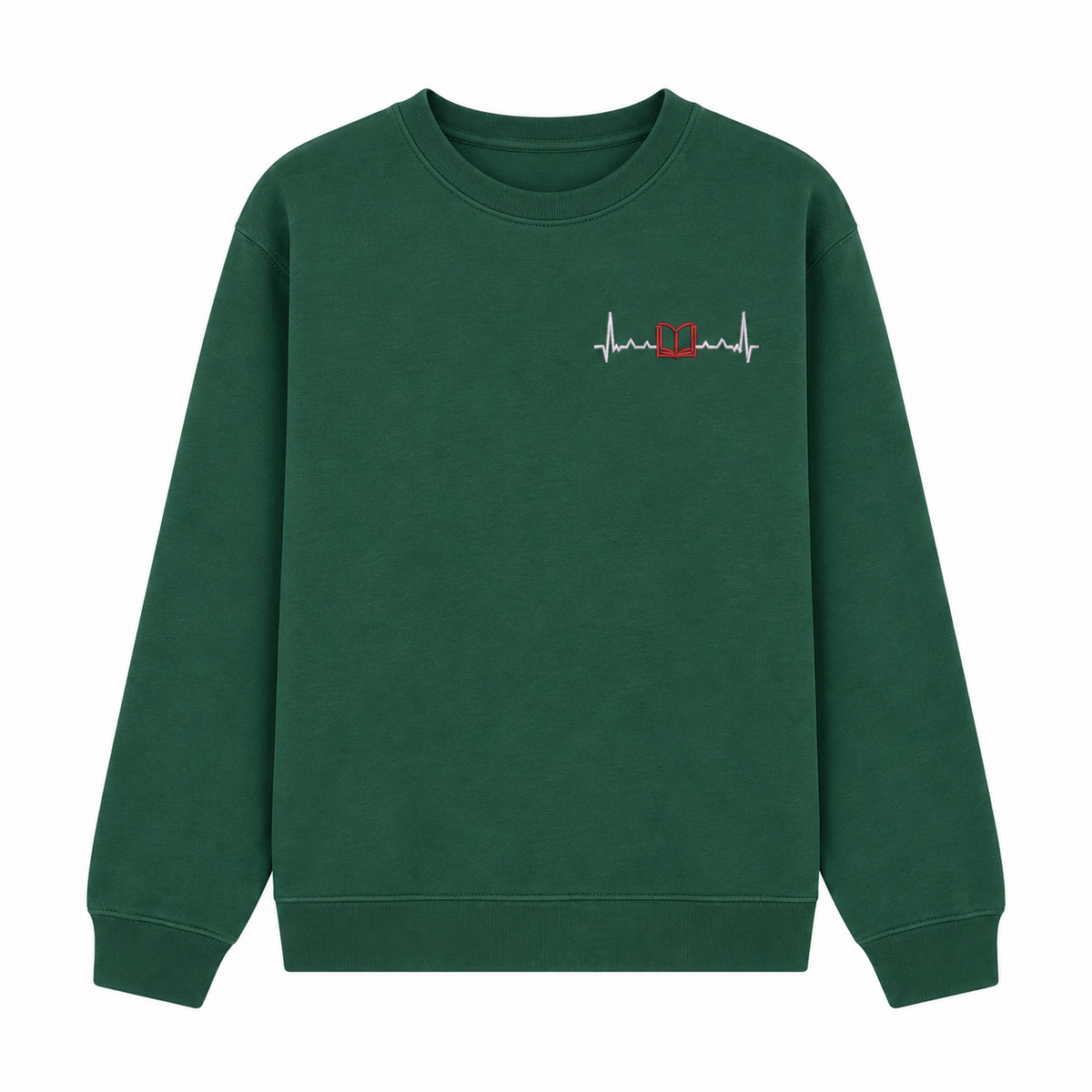 Book Heartbeat Embroidered Sweatshirt – Left Chest