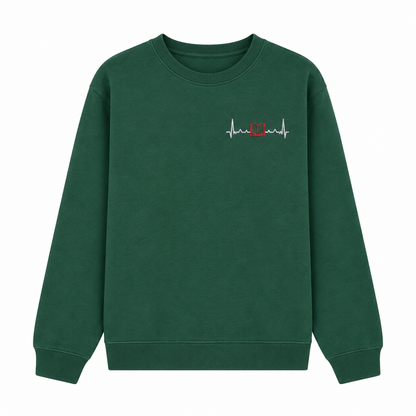 Book Heartbeat Embroidered Sweatshirt – Left Chest