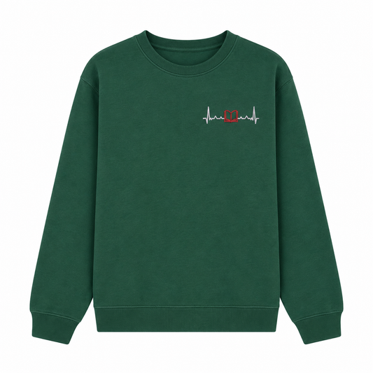 Book Heartbeat Embroidered Sweatshirt – Left Chest
