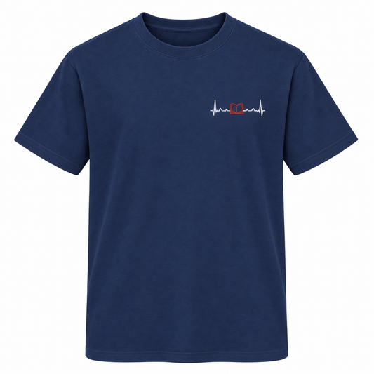 Book Heartbeat Embroidered T-Shirt – Left Chest