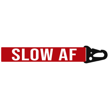Red Slow AF mini lanyard keychain