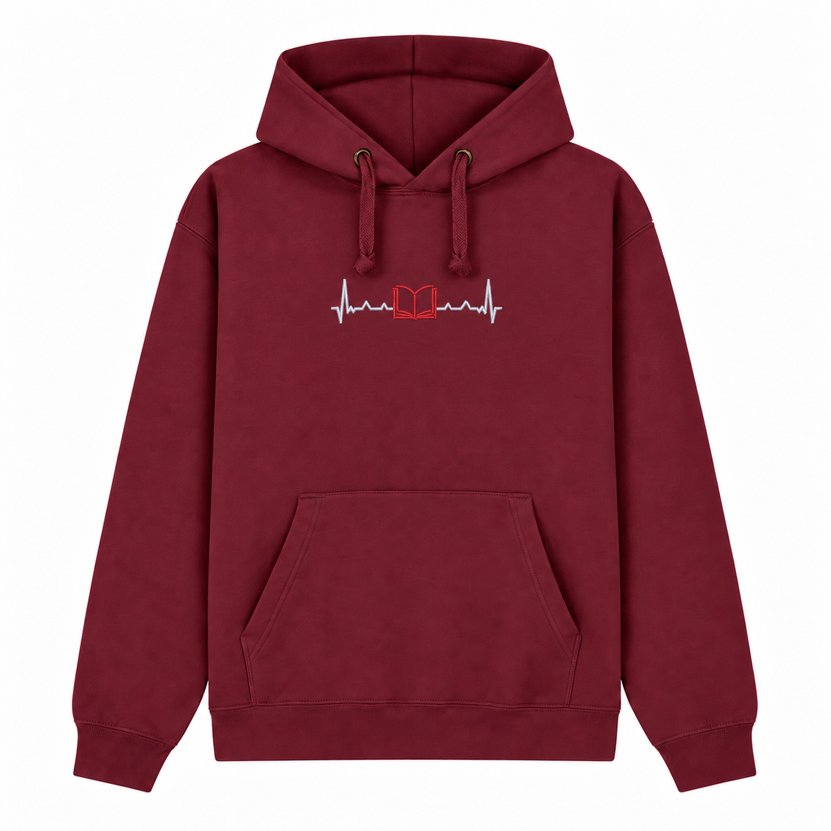 Book Heartbeat Embroidered Hoodie – Centre Chest