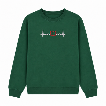 Book Heartbeat Embroidered Sweatshirt – Centre Chest