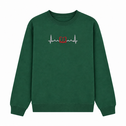 Book Heartbeat Embroidered Sweatshirt – Centre Chest