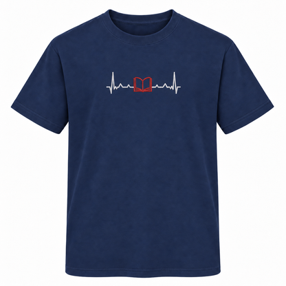 Book Heartbeat Embroidered T-Shirt – Centre Chest